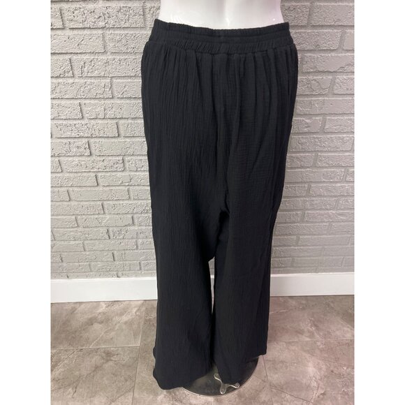 Fashion Nova Women Black Textured Cotton Pant Shirt Seaside Minimalism Set Size - Picture 4 of 11